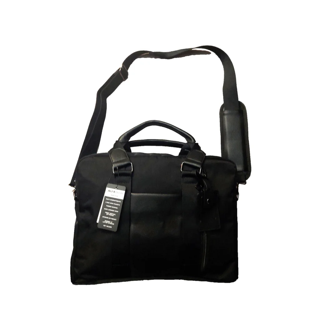 NWT Alfani Mens Nylon Briefcase Bag Black ONE SIZE